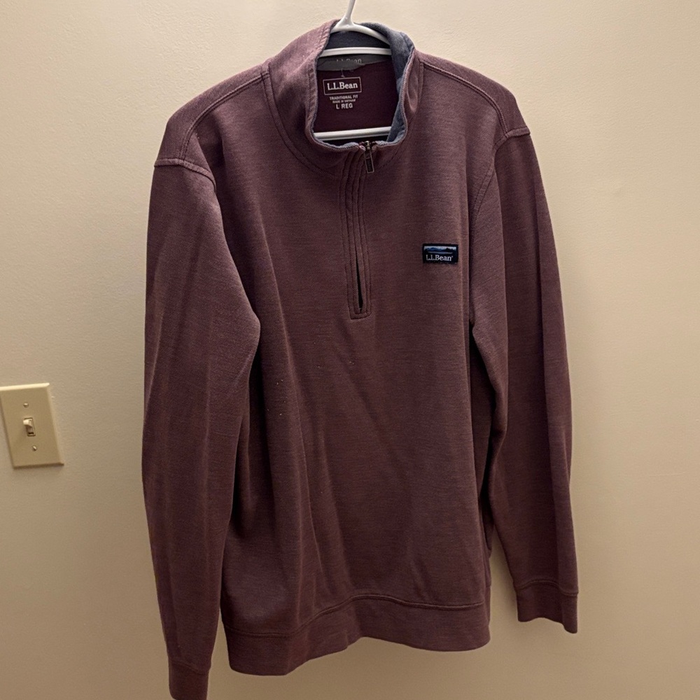 L.L. Bean Men's Zip-Up Sweater in Deep Purple